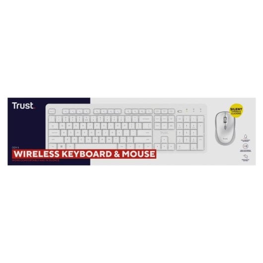 Clavier à membrane Trust Ody II AZERTY sans fil avec souris intégrée blanc
