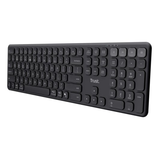 Teclado scissor Trust Vaiya Layout US conexão USB RF Bluetooth multifuncional