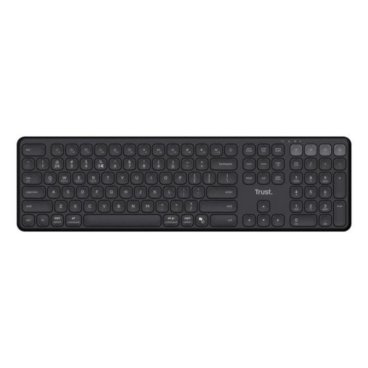 Teclado scissor Trust Vaiya Layout US conexão USB RF Bluetooth multifuncional