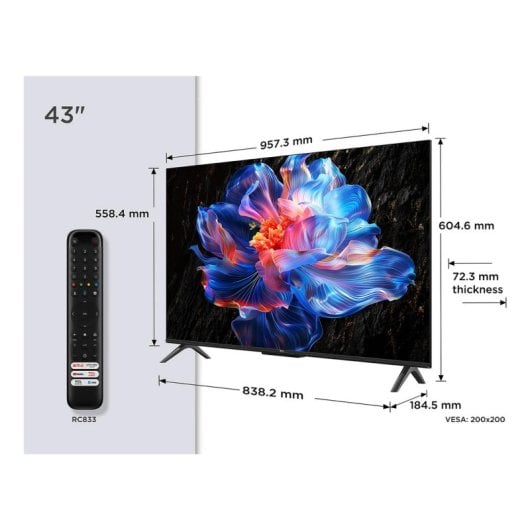 TV TCL LED 43P69K 43" 4K Ultra HD Smart TV Google TV Wi-Fi