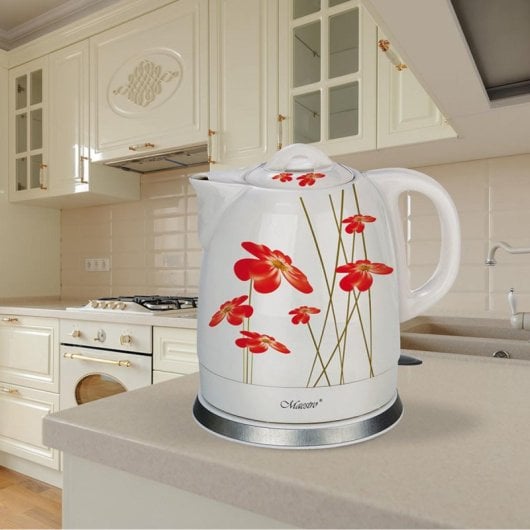 Bollitore Maestro MR-066-RED FLOWERS 1,5 L Ceramica Rosso Bianco 1200 W