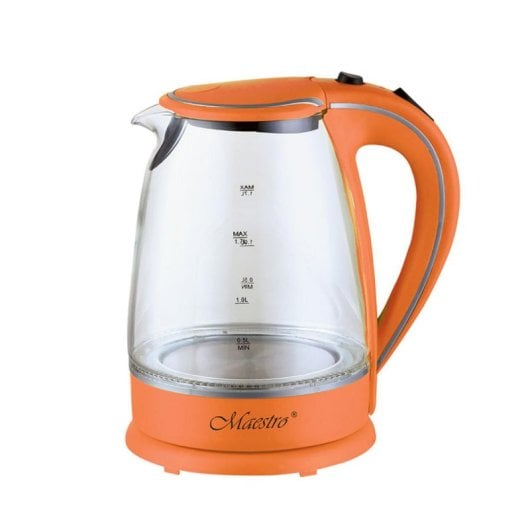 Bollitore Maestro MR064 1,7L 2000W Arancione Vetro con Indicatore livello
