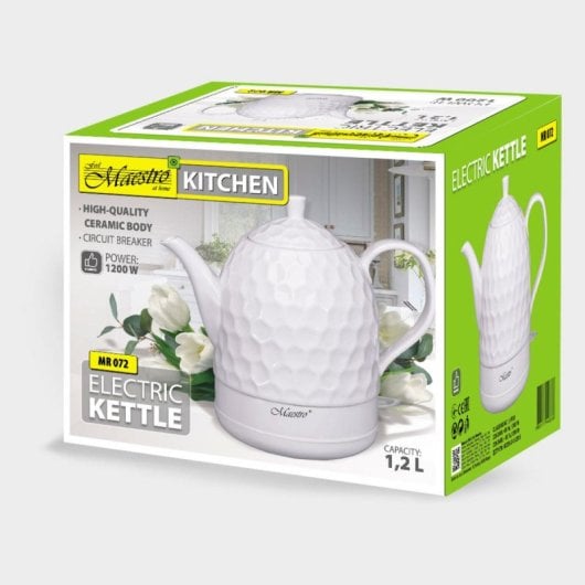 Bollitore Maestro MR-072 1,2 L Ceramico 1200 W Bianco Spegnimento Automatico