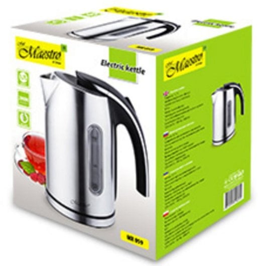Bollitore Maestro MR059 1,7 L 2000 W Acciaio Inox Nero con Auto-off