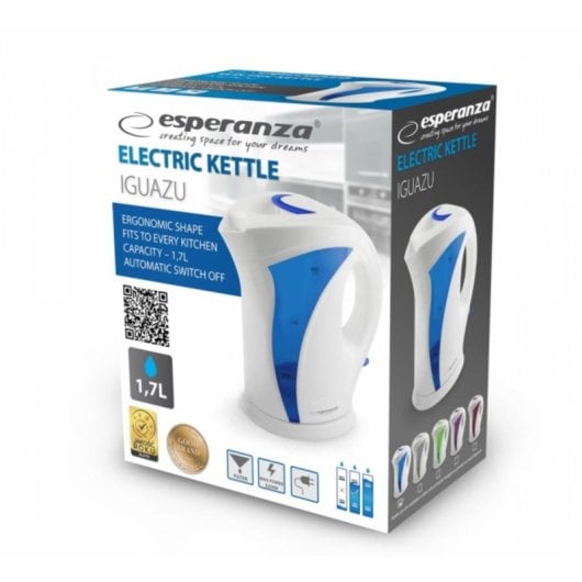 Hervidor Esperanza EKK018B 1,7 L 2200 W Azul Blanco sin cables