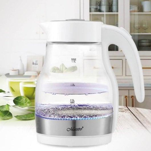 Bollitore Maestro MR061 1,7 L 2200 W Vetro Bianco Indicatore Acqua