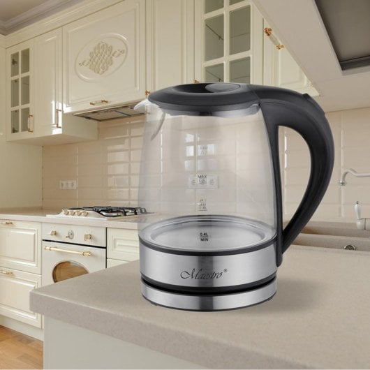 Bollitore Maestro Feel MR062 1,2 L 1630 W vetro nero trasparente