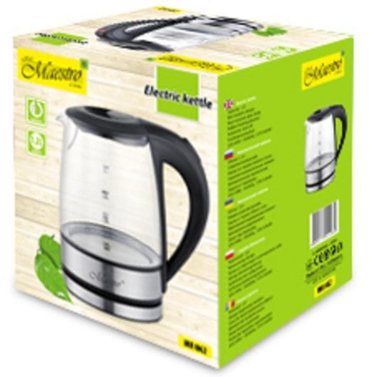 Bollitore Maestro Feel MR062 1,2 L 1630 W vetro nero trasparente