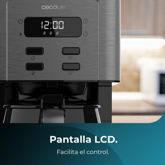 Máquina de café Cecotec Coffee 56 Time Drip, 800W de potência, programe o seu café, aço inoxidável, ecrã LCD, bocal antigotejamento, capacidade de 1,3L para 10 chávenas, desligar automático, depósito de água com visor.