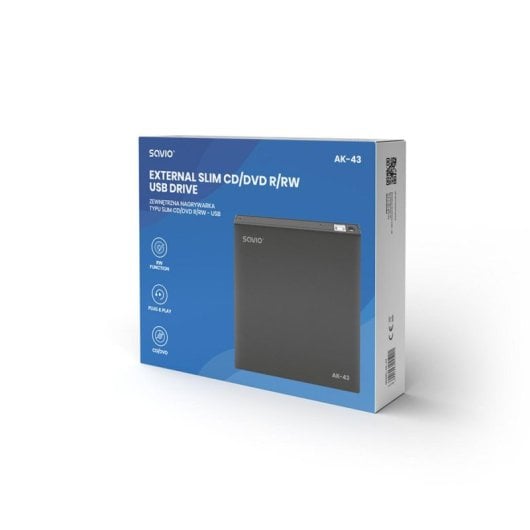 Unidad óptica externa Savio AK-43 DVD±RW USB 2.0 Negra compacta