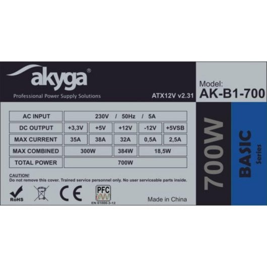 Fonte d alimentation Akyga 700W Certifié CE AK-B1-700 ATX Active PFC SATA PCIe