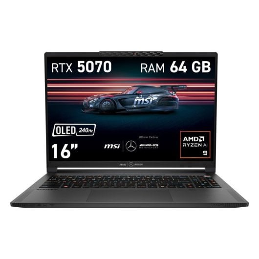 Portátil MSI Stealth A16 Mercedes AMG 16" AMD Ryzen AI 9 370 64GB 2TB SSD RTX 5070 8GB OLED