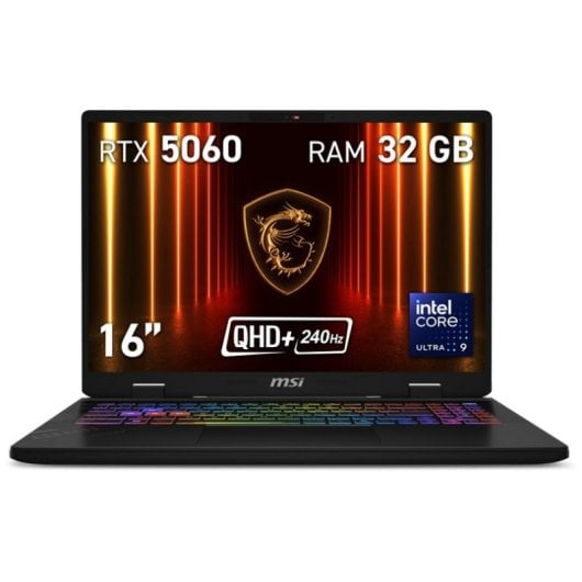 Portátil MSI Crosshair 16 HX AI D2XWFKG-244XES 16" Intel Core Ultra 9 275HX 32GB 2TB SSD RTX 5060 8GB QHD+ RGB