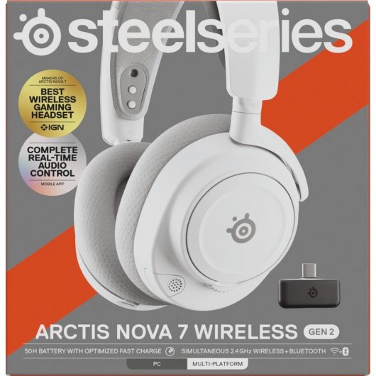Auriculares Steelseries Arctis Nova 7 Gen 2 draadloos Bluetooth Gaming met Ruisonderdrukking Wit