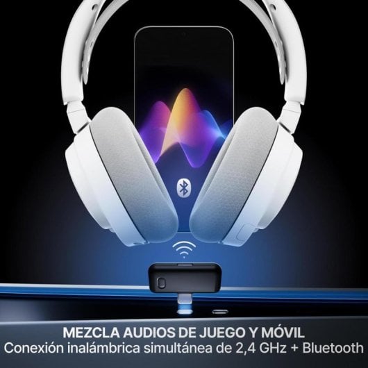 Auriculares Steelseries Arctis Nova 7 Gen 2 inalámbricos Bluetooth y Wireless para gaming con cancelación de ruido Blanc