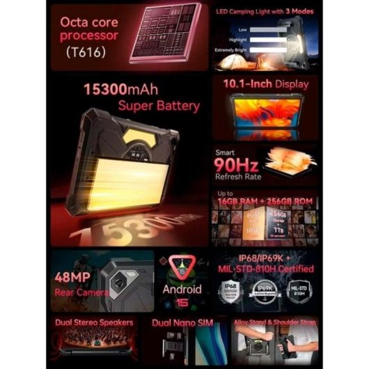 Tablet Cubot Tab KingKong S 4G 10,1" 6GB Preto 256GB Robustez