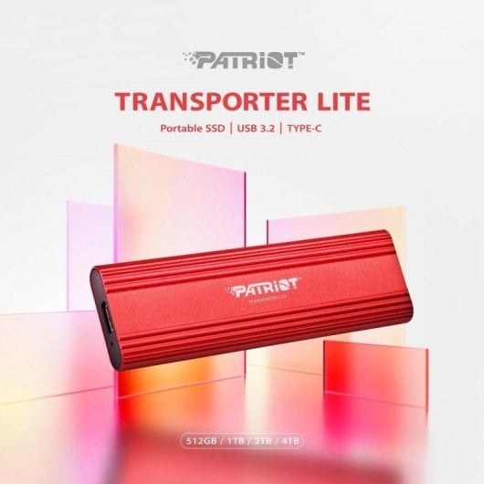 Disco Duro Patriot Transporter Lite 1TB SSD Externo 1000 MB/s Aluminio Rojo