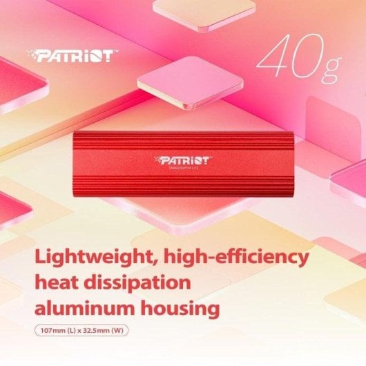 Disco Duro Patriot Transporter Lite 1TB SSD Externo 1000 MB/s Aluminio Rojo