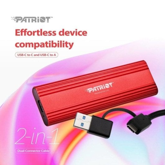 Disco Duro Patriot Transporter Lite 1TB SSD Externo 1000 MB/s Aluminio Rojo