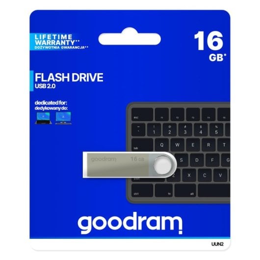 Pen Drive Goodram UUN2 16GB USB 2.0 Giratório Prateado
