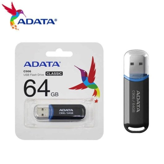 Pen USB ADATA C906 64GB USB 2.0 Compacta Tampa Preta