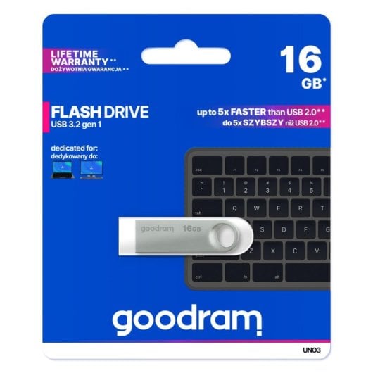 Pen USB Goodram UNO3-0160S0R11 16GB USB 3.2 Gen 1 prateado sem tampa