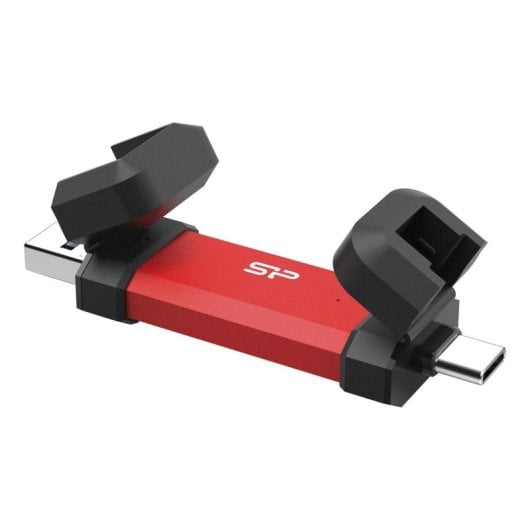 Unidad SSD Silicon Power DS72 1TB USB-A USB-C Roja Encriptación AES