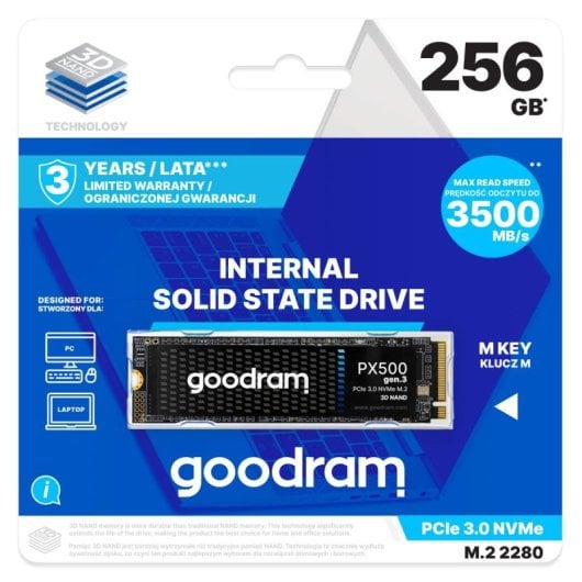 Disque Dur Goodram PX500 GEN.3 256GB M.2 3200 MB/s NVMe