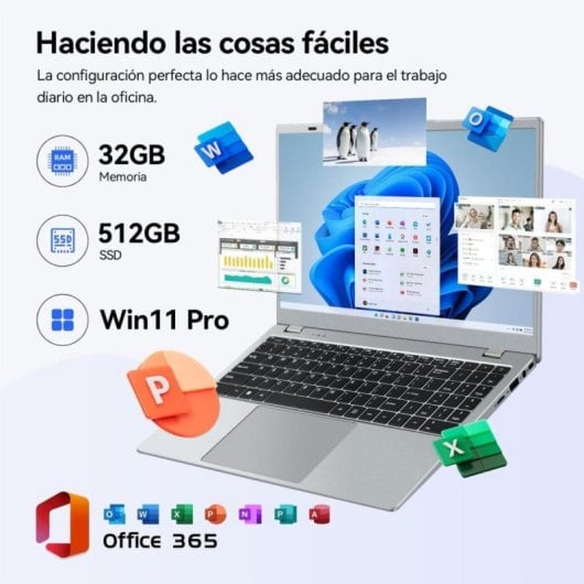 Portátil Vanwin NCS2154 15.6" Intel Pentium Gold 6500Y 32GB 512GB SSD Grey Windows 11 Pro