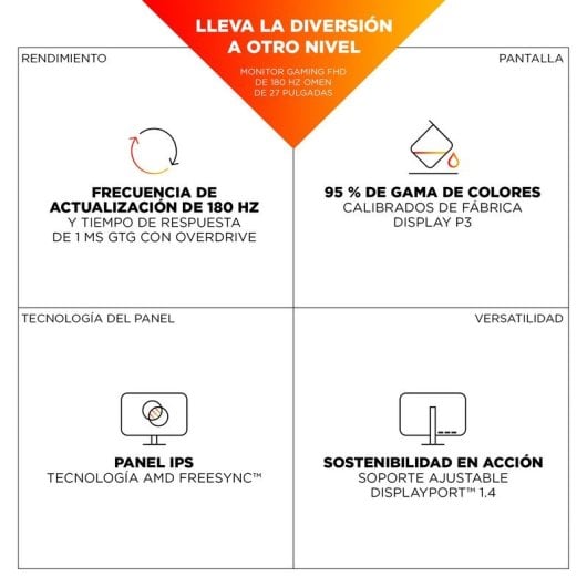 HP OMEN 27 G2 Monitor 27" FullHD 180Hz IPS HDR 1ms Preto