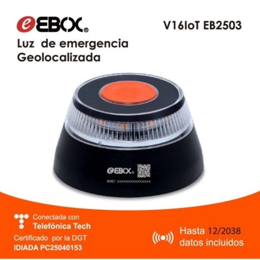 Baliza V16 Ebox EB2503 Homologada DGT Geolocalizada IoT Base Magnética Negro
