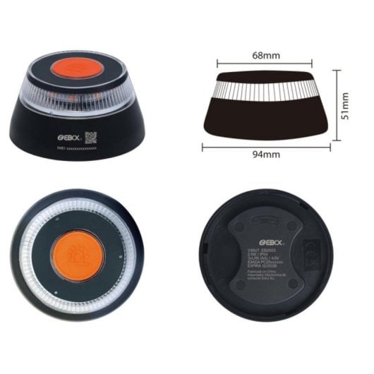 Baliza V16 Ebox EB2503 Homologada DGT Geolocalizada IoT Base Magnética Negro