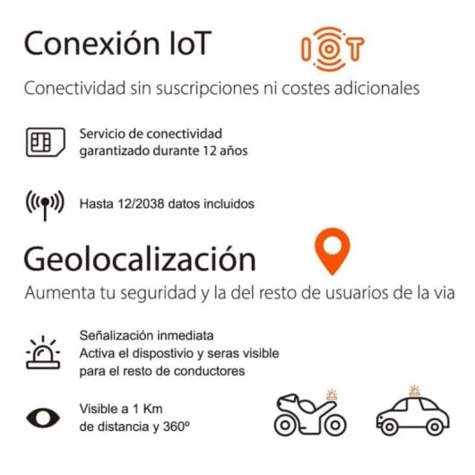 Baliza V16 Ebox EB2503 Homologada DGT Geolocalizada IoT Base Magnética Negro