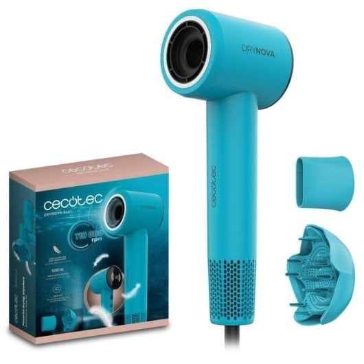 Sèche-cheveux Ionique Professionnel Cecotec DryNova Blue Wave 1600W 4 Températures 2 Vitesses avec Diffuseur et Concentrateur Bleu