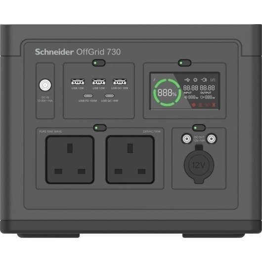 Stazione di energia APC PPS730-UK 738Wh 2 porte AC 2 porte DC 5 USB Batteria Li-ion Schermo LCD Carica wireless