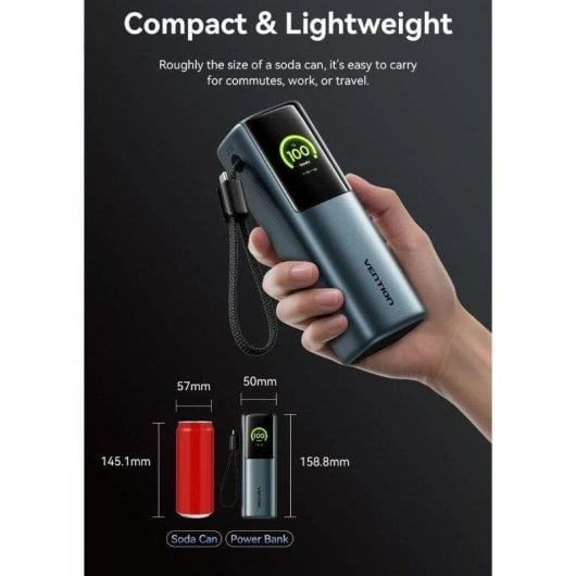 Vention Power Bank 27000mAh 200W Display TFT USB-C/A Grigio