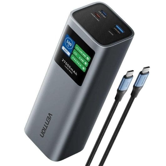 Vention Power Bank 27000mAh 140W con Display Grigio USB-C e USB-A