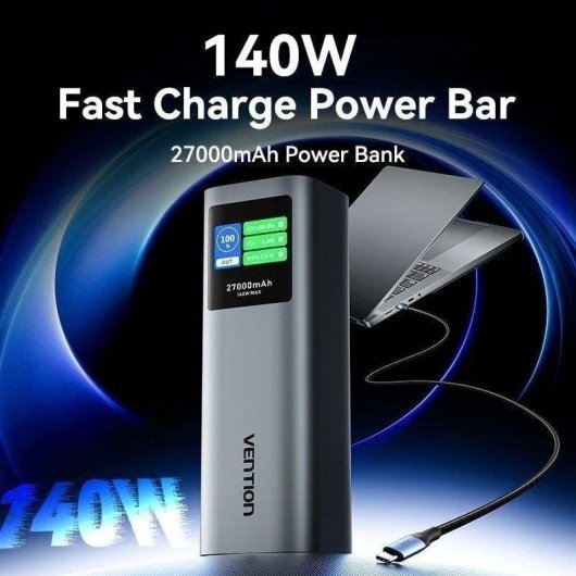 Powerbank Vention FKEH0 27000mAh 140W USB-C USB-A Grau
