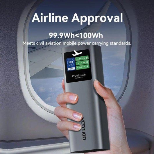 Powerbank Vention FKEH0 27000mAh 140W USB-C USB-A Grau