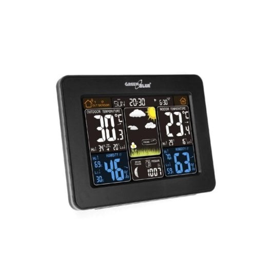 Stazione meteo Greenblue 46004 display LCD igrometro termometro barometro nero