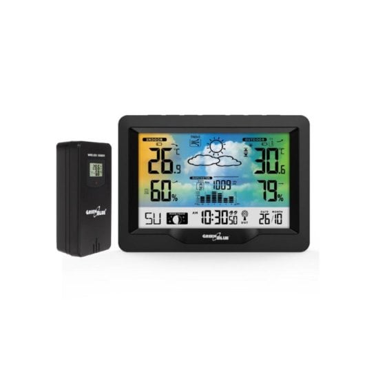 Stazione meteo Greenblue 60133 indoor e outdoor con sensore esterno e orologio DCF