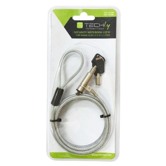 Techly IQ-LOK-15-K Cabo de Segurança para Portátil com Chave 1,8 m Prata