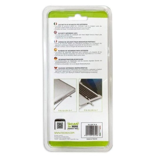Techly IQ-LOK-15-K Cabo de Segurança para Portátil com Chave 1,8 m Prata