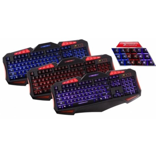 Teclado gaming de membrana Esperanza EGK3000 Layout UK retroiluminado con ratón incluido