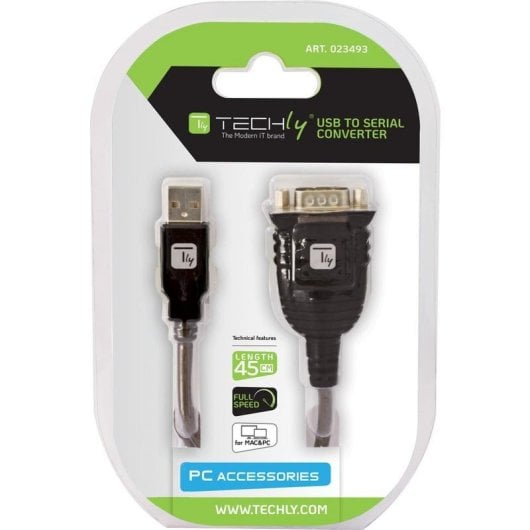 Techly IDATA USB-SER-2T Cabo Conversor USB para RS232 DB-9 0,45 m