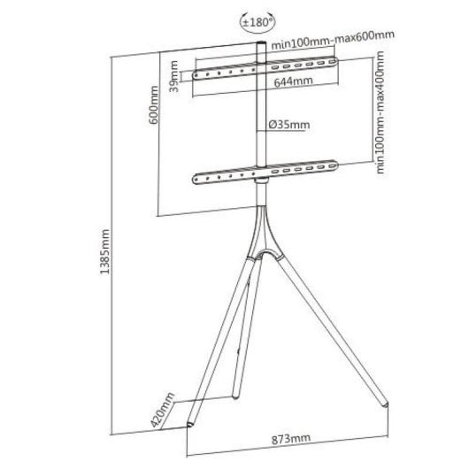 Suporte de chão Techly ICA-TR18SAM para TV 45"-65" até 32 kg, Nogueira