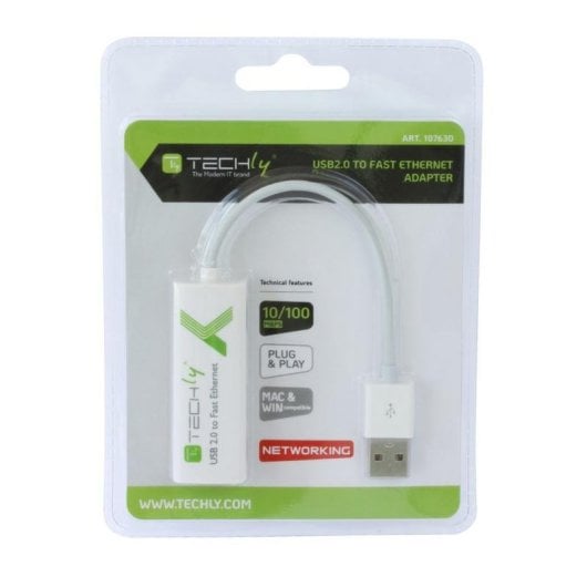 Adaptador USB para Ethernet Techly IDATA ADAP-USB2TY2 100 Mbit/s Branco