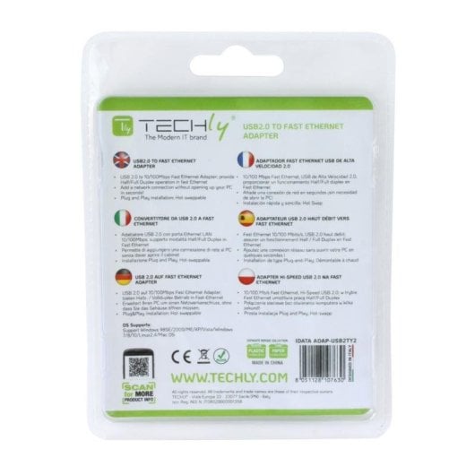 Adaptador USB para Ethernet Techly IDATA ADAP-USB2TY2 100 Mbit/s Branco