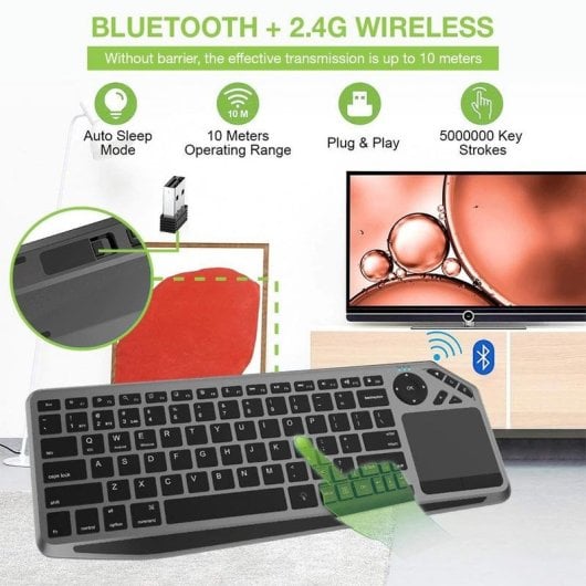 Teclado de tesoura Techly ICTB9801TB Layout US retroiluminado RGB sem fios