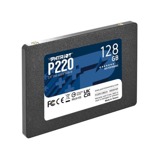 Disque Dur Patriot P220 128GB SSD 2.5" 550 Mo/s Fiabilité S.M.A.R.T TRIM